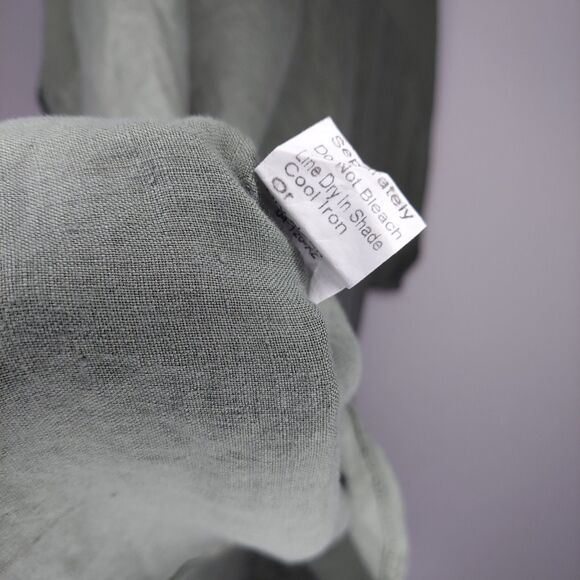 Lungo L'Arno Linen Top Women 1X Green Short Dolman Sleeve Mixed Fabric Gauze - Picture 10 of 11
